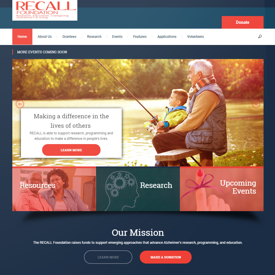 Website design for The RECALL Foundation