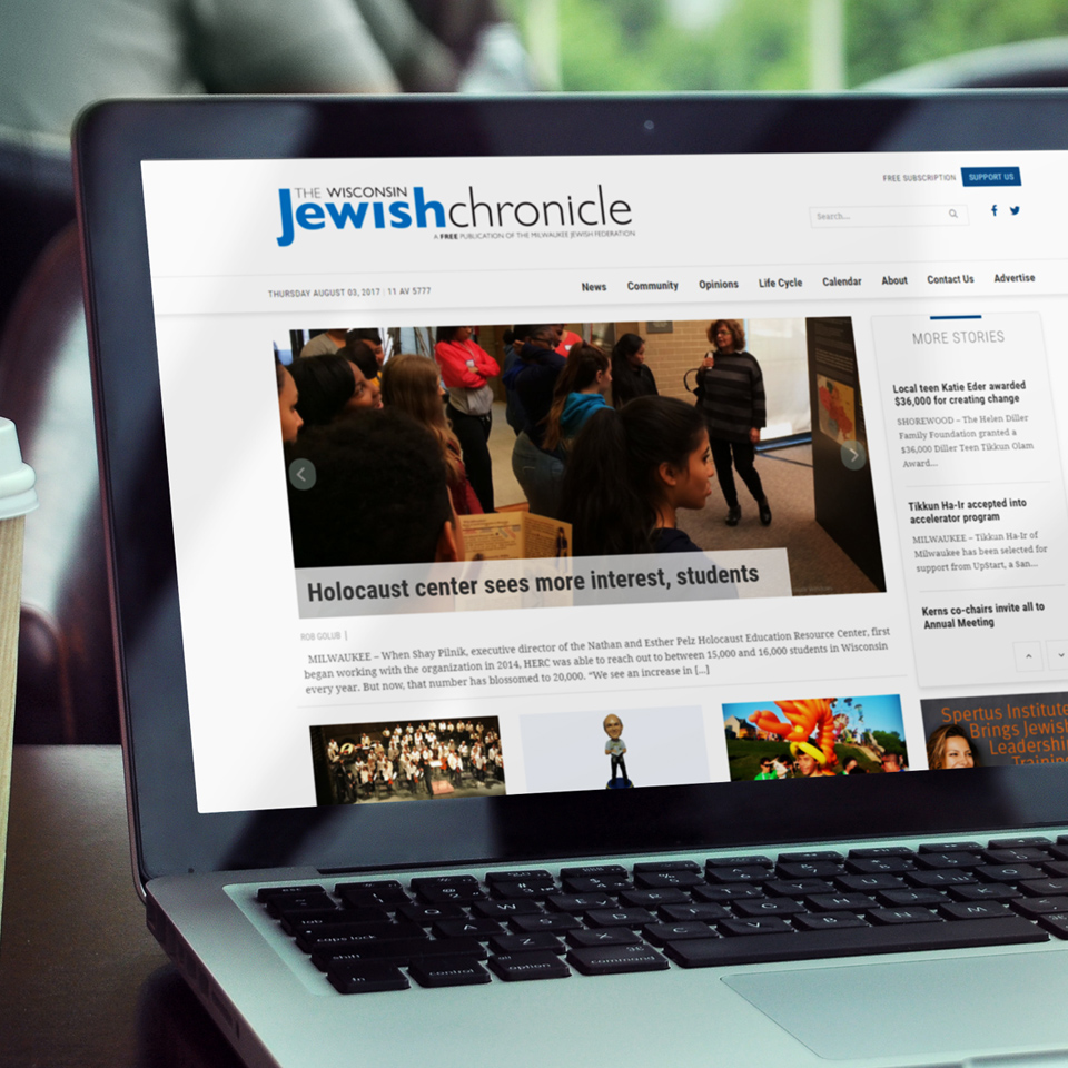 Publishing website design for Wisconsin Jewish Chronicle