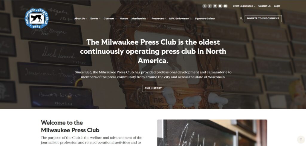 A modern website redesign for the Milwaukee Press Club featuring custom membership workflows, contest management tools, payment gateway integrations, and a refreshed user experience built to support the organization for years to come.